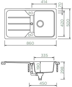 Granitový drez Schock Formhaus D-100 A 500 x 860 mm asfalt FOMD100AGAS