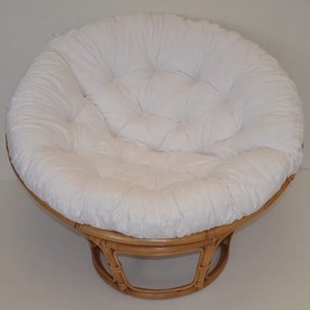 Relaxačný papasan DEMETRIA — ⌀100 cm, ratan, látka, medová / viac farieb Tmavo modrý melír