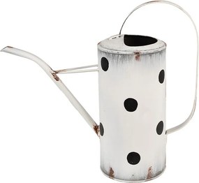 Biela antik dekoratívna plechová kanva s bodkami - 36*13*32 cm