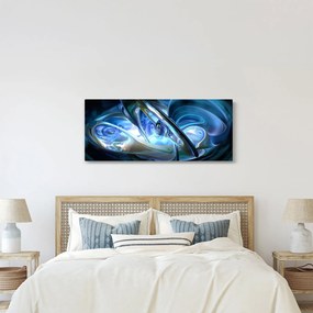 Obraz modrých fraktálov (120x50 cm)