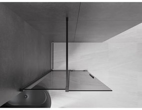 Mexen Velar, sprchová zástena s posuvnými dverami Walk-in 90 x 200 cm, 8mm šedé sklo, čierna matná, 871-090-000-43-70