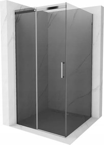 Mexen Omega, sprchovací kút s posuvnými dverami 100 (dvere) x 100 (stena) cm, 8mm sklo, chrómový profil-šedé sklo, 825-100-100-01-40