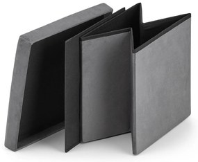 Sivý skladací taburet FURELA VELVET L 38 x 38 x 38 cm