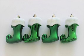 Zeleno biele závesné vianočné čižmy 8cm 4ks