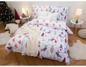 MKLozkoviny.sk Vianočné predĺžené bavlnené obliečky Renforcé – Vánoční les 140x220/70x90 cm
