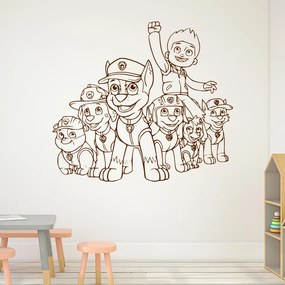 Veselá Stena Samolepka na stenu na stenu Ryder a Labková patrola Farba: hnědá, Veľkosť: 100 x 88 cm