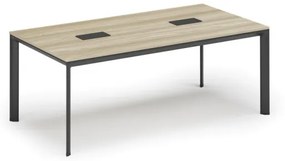 Stôl INVITATION 2000 x 1000 x 740, dub prírodný + 2x stolná zásuvka TYP V, čierna