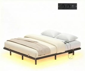 Kovová manželská posteľ s LED podsvietením 160x200 cm RMBB35175B101