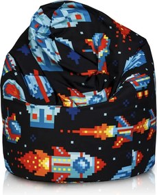 Set 2 sedacích vakov do detskej izby Yoko Sivý + Sako Rakety – polyester