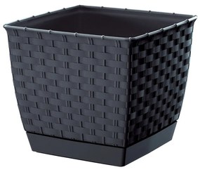 Plastový kvetináč Ratolla Square antracitová, 19 cm