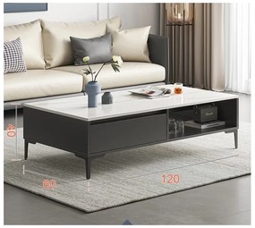 Konferenčný stolík 120 x 60 x 40 cm - bielo grafitový mramor