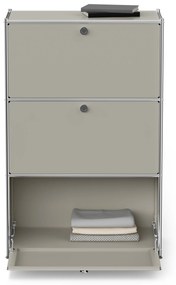 Kovová komoda »CN3« s výklopnými priečinkami, svetlošedá