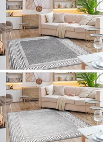 Koberec MATEO 8033/644 grécky, ramka - štrukturálny sivý