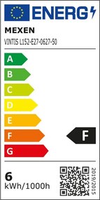 Mexen Vintis, LED filamentová žiarovka E27, ST64, 6 W, teplá biela 2700K, jantárová, L152-E27-0627-50