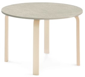 Stôl ELTON, Ø 900x590 mm, linoleum - šedá, breza