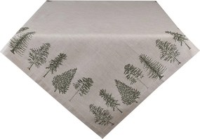 Béžový bavlnený obrus so stromčekmi Natural Pine Trees - 100*100 cm