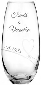 Dekorant svatby Svadobná váza s menami zdobená Swarovski kamienkami Romance 25 cm