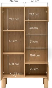 Moderná vitrína CAJA dub bookmatch 90 cm