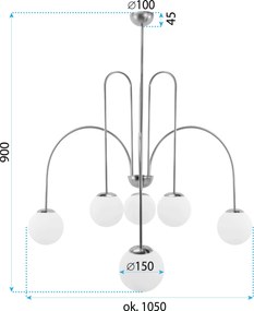 Toolight Toolight, stropné svietidlo 6xE27, APP1584-6CP, zlatá-biela, OSW-03609