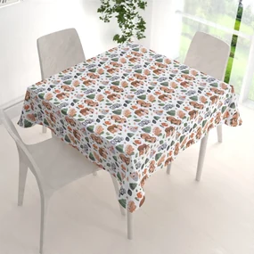 Biante Detský bavlnený štvorcový obrus Sandra SA-282 Veveričky a lesní kamaráti 50x50 cm