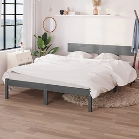 vidaXL Rám postele sivý masívna borovica 200x200 cm