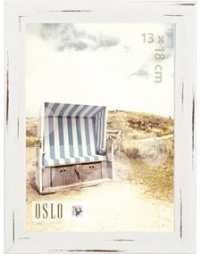Plastový fotorámik s optikou dreva Oslo biely 13x18 cm
