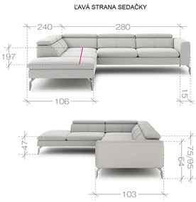 ROHOVÁ SEDAČKA ROSELYN 280 x 240 cm