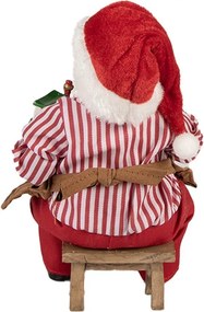 Červená vianočná dekorácia figúrka Santa Claus maľujúca mašinku - 13*10*28 cm