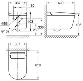 GROHE 36507SH0 - Sprchové WC SENSIA 600 × 387 × 403 mm keramika/biela