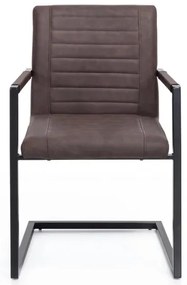 furniture-nabytek.cz - Sada 2 masivních židlí s područkami Picton, hnědá umělá kůže / kov