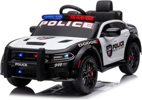 LEAN CARS Elektrické autíčko Dodge Charger policajné, bielo-čierne