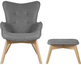 Sivé kreslo s podnožkou Niko – Ropez