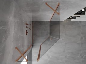 Mexen Mist, päťuholníkový sprchový kút výklopný 80 x 100 cm, číre sklo, medený matný profil, 8A8-080-100-65-00