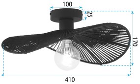 Toolight Toolight, stropné svietidlo 41cm, 1xE27, APP1832-1C, čierna, OSW-00631