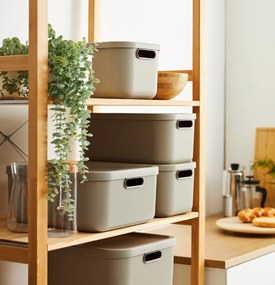 Úložný box s vekom, 12 l, matná biela ALBU LIGHT, 40 x 24 x 18 cm