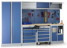 Zásuvkový dielenský box k pracovnej doske EXPERT, 4 zásuvky, 680 x 455 x 910 mm, modrá