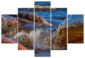 Detailný obraz - voda medzi kameňmi (150x105 cm)