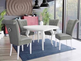 Stôl Julia FI 120 so 4 stoličkami ST65, Farby: biela, Farby: zlatý, Farby:: biely lesk, Potah: Magic Velvet 2258