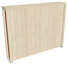 Vysoká šatníková skriňa Verno+ S 260 x 46 x 210 cm, agát / oranžová