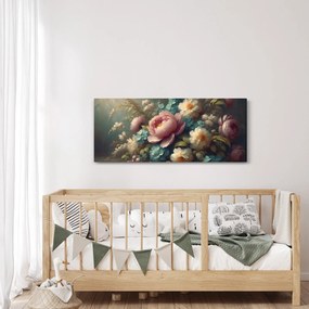 Obraz - Zátišie s kvetmi - maľba (120x50 cm)