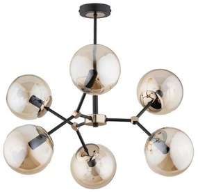 Luster na tyči FOTON 6xE14/40W/230V čierna/béžová