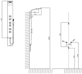 Sapho Sapho, PRESTIGE sprchový panel s termostat. batériou 200x1400 mm, nerez, WN337