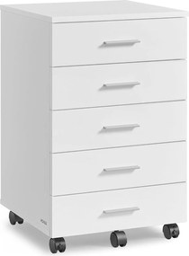 VASAGLE mobilná kancelárska skrinka, na kolieskach, zásuvková, biela