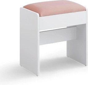 Stolička k toaletnému stolíku, matná biela – pastelová ružová