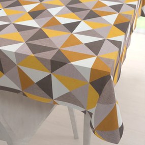 Biante Zamatový obdĺžnikový obrus Tamara TMR-020 Žlto-sivobéžové trojuholníky 120x140 cm