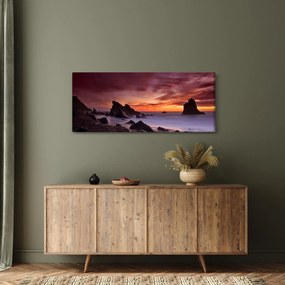Obraz západu slnka na pobreží (120x50 cm)