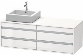 DURAVIT Ketho závesná skrinka pod umývadlo na dosku (umývadlo vľavo), 4 zásuvky, 1400 x 550 x 496 mm, biela vysoký lesk, KT6657L2222
