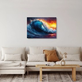 Sklenený obraz - Vlna v západu slnka (70x50 cm)