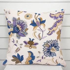 Biante Bavlnená obliečka na vankúš Sandra SA-539 Modro-fialové orientálne kvety na svetlo béžovom 45 x 45 cm