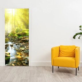 Fototapeta na dvere - Rieka v zelenom lese (95x205cm)